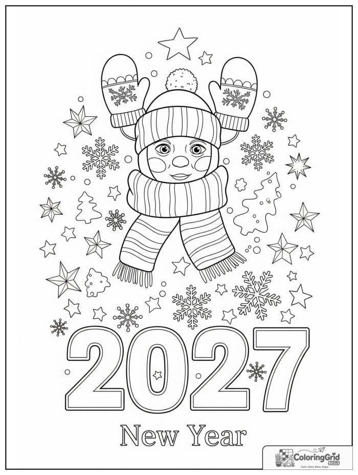 Winter mittens and scarf around 2027 New Year numbers.