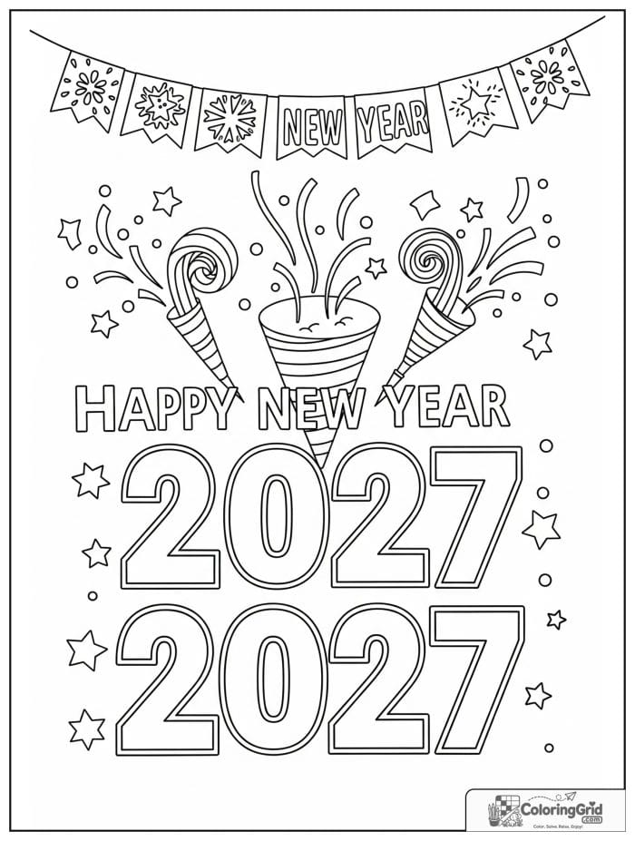 Party blowers and confetti poppers with 2027 numbers.