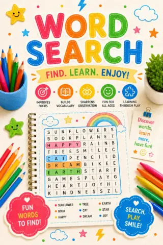 Word search printables with letter grids, highlighted words, and fun printable puzzle activities for kids