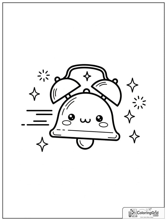Ringing alarm bell with sparkles and stars.