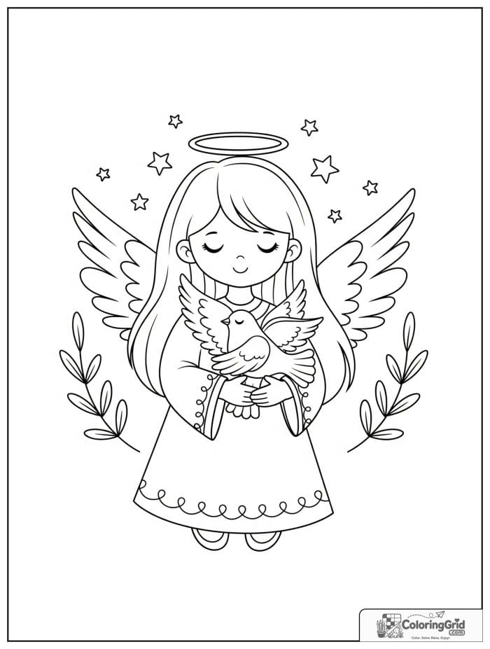 Sweet angel holding a dove.