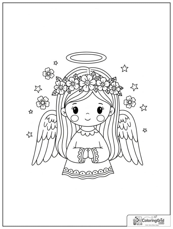Sweet angel wearing a flower crown.
