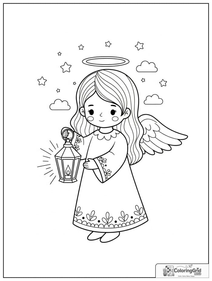 Gentle angel holding a lantern.
