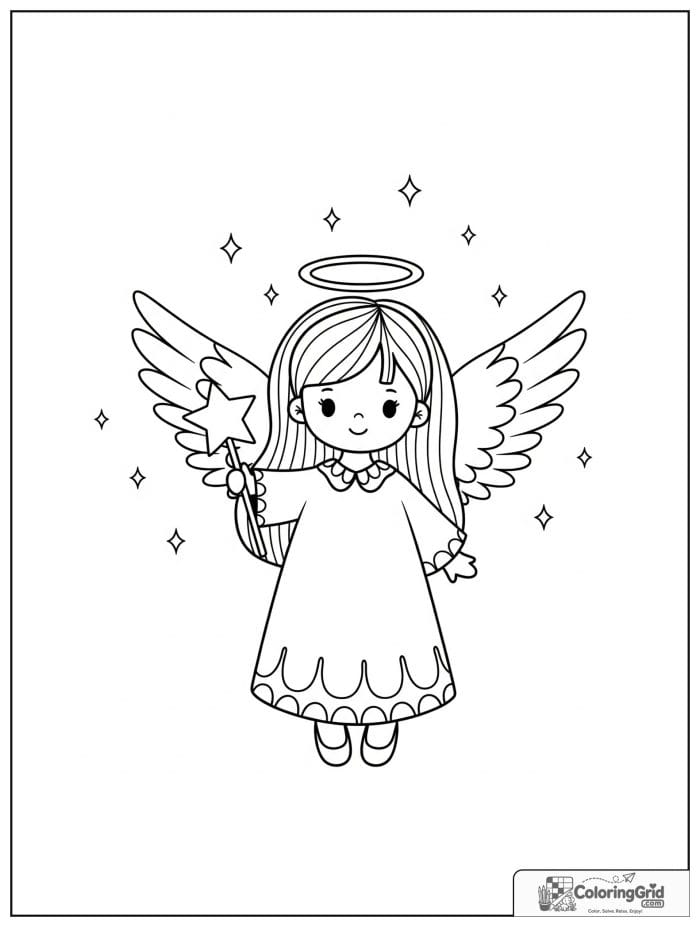 Cute angel holding a star wand.