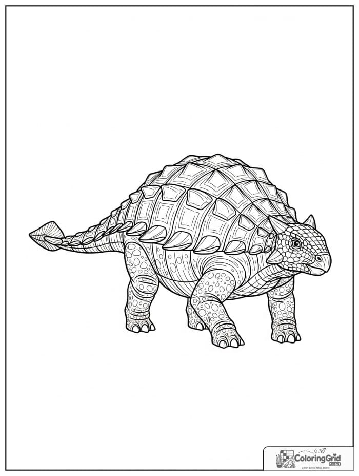 Ankylosaurus coloring page focusing on the armor plate pattern.