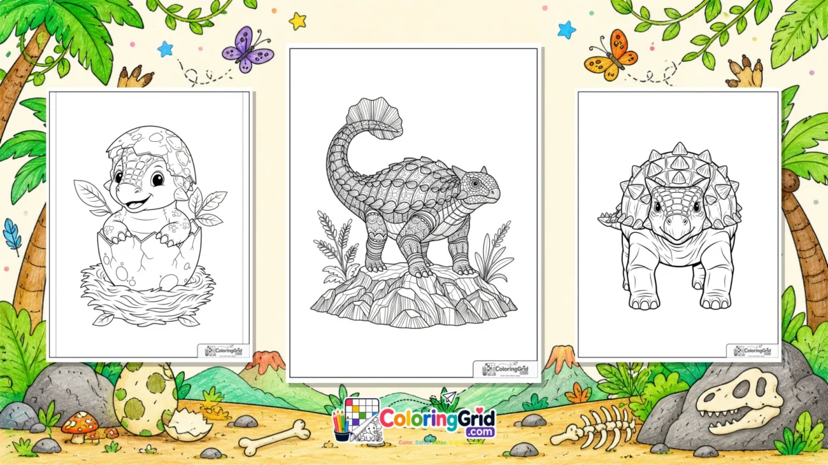 Ankylosaurus coloring pages featured illustration for Ankylosaurus Coloring Pages for Kids