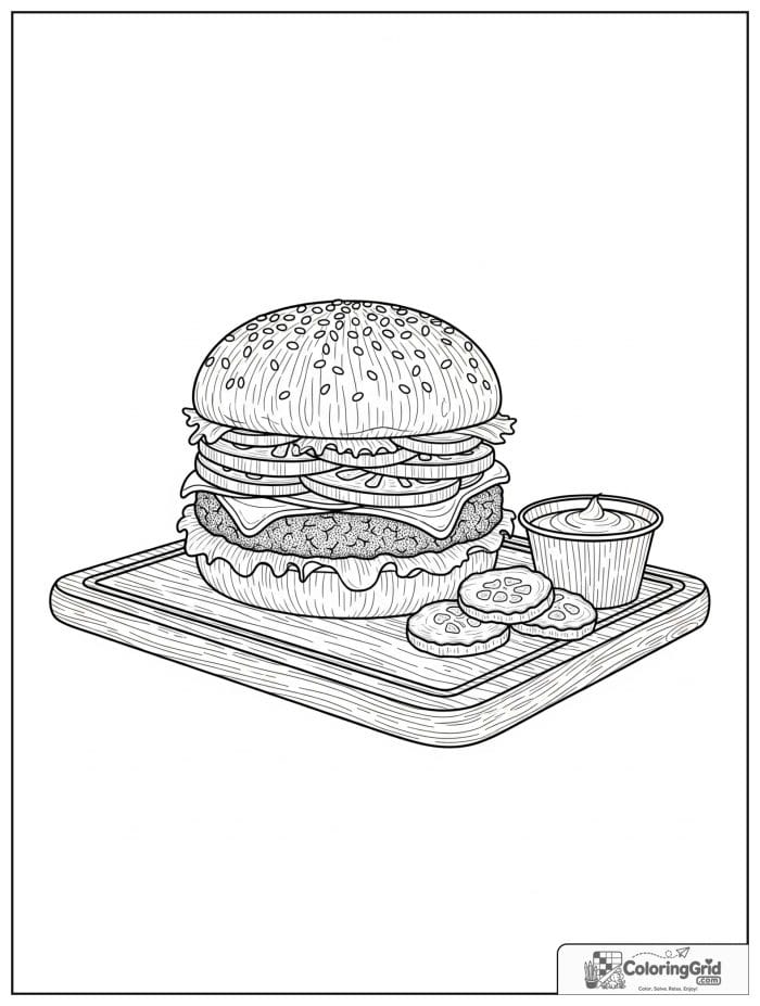 Artisan burger board for Hamburger Coloring Pages