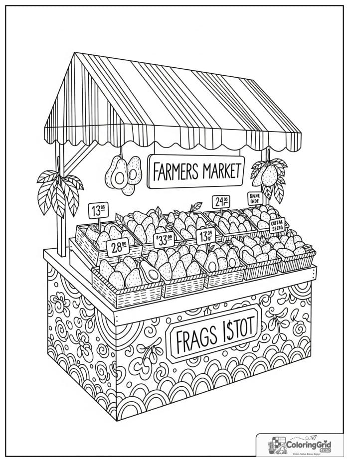 Avocado market stand for avocado coloring pages