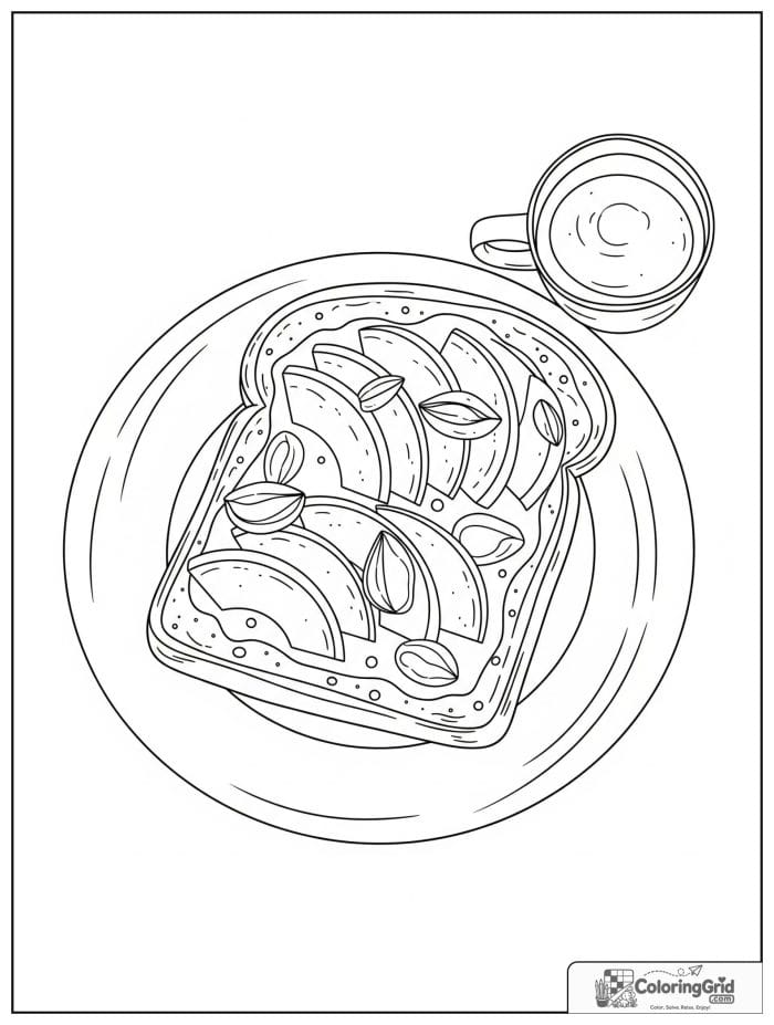Avocado toast breakfast for avocado coloring pages