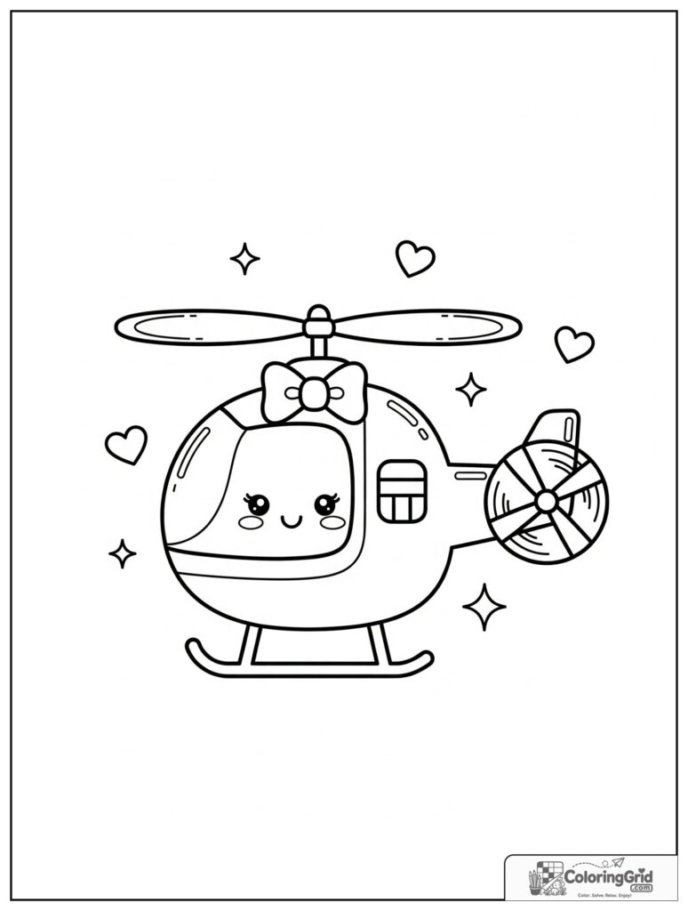 Cute baby helicopter with a bow and small heart decorations.