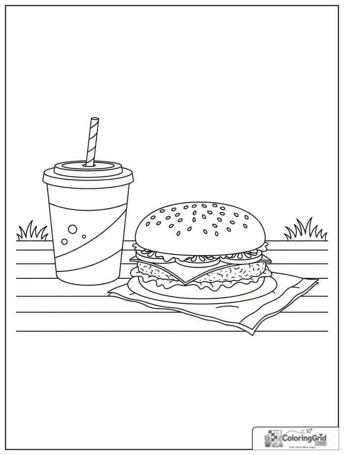 Backyard burger picnic for Hamburger Coloring Pages