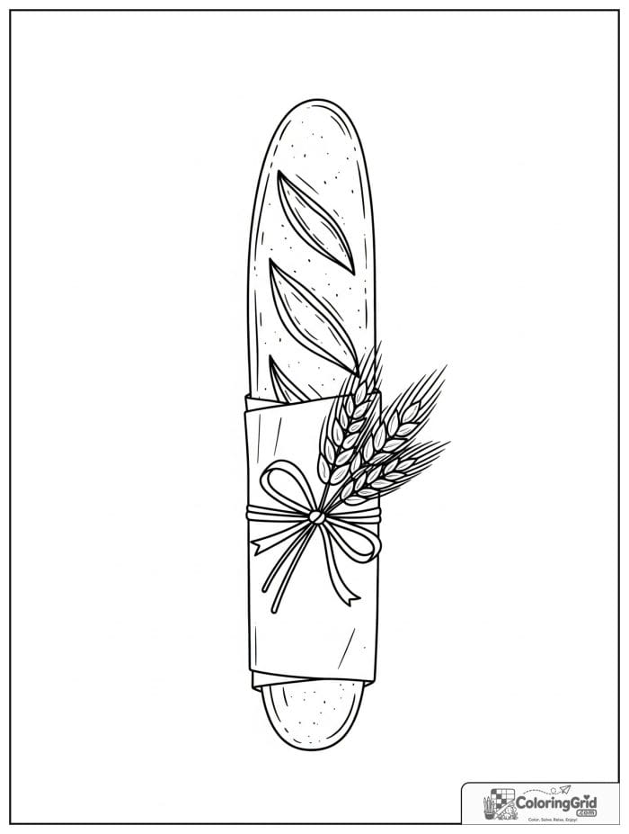 Baguette in paper wrapper for Bread Coloring Pages