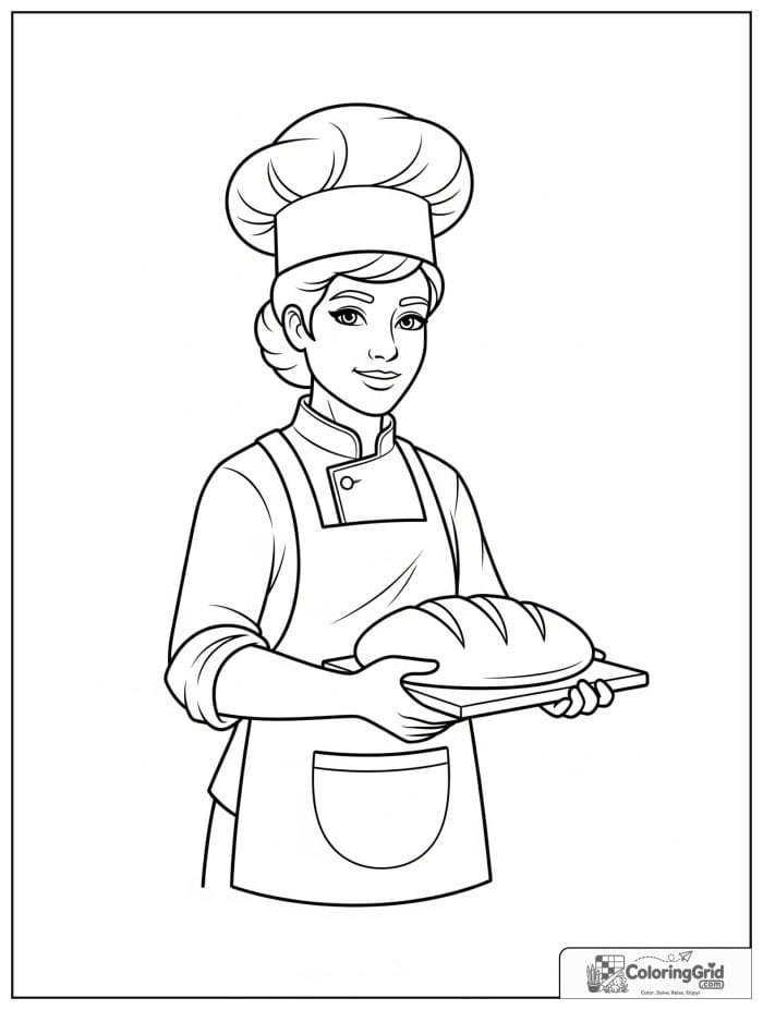 Baker holding bread for Bread Coloring Pages