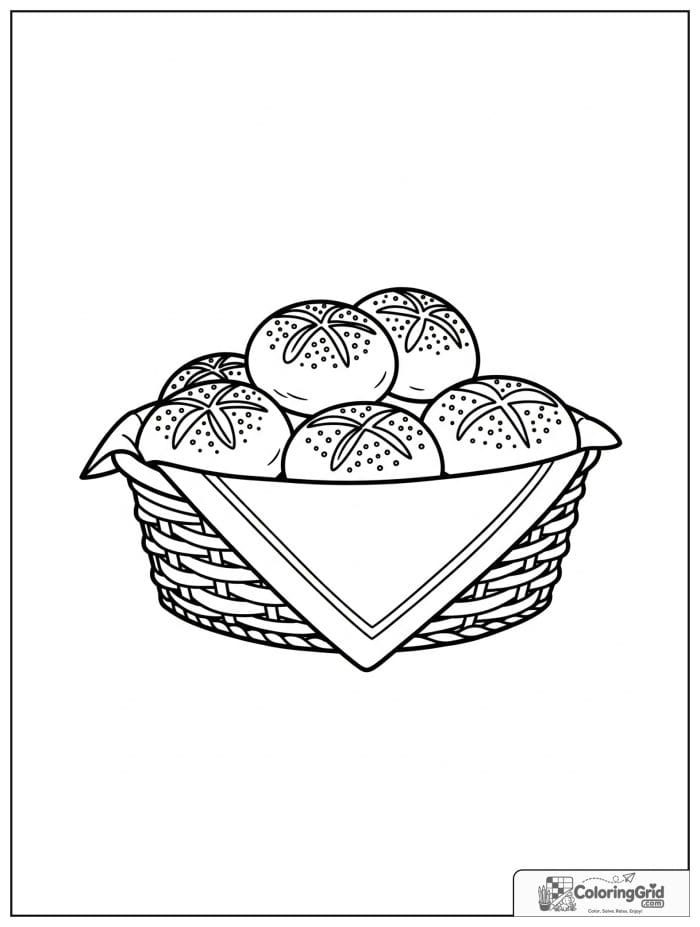 Basket of bread rolls for Bread Coloring Pages