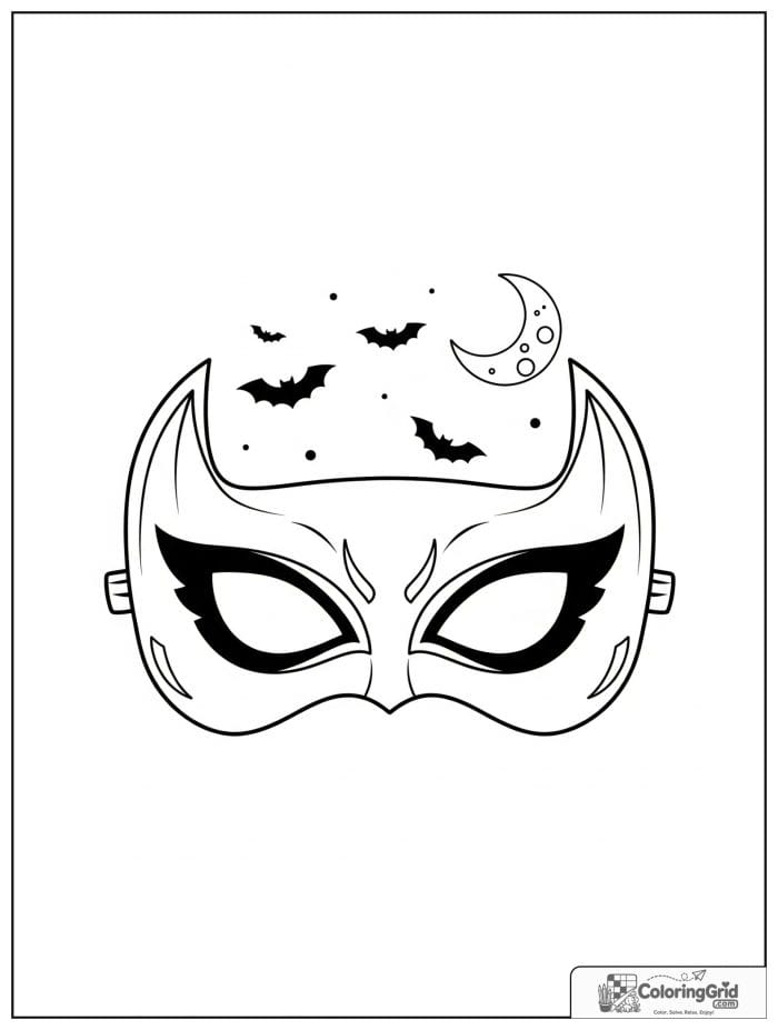 Cute bat-inspired superhero mask with moon and bat details.