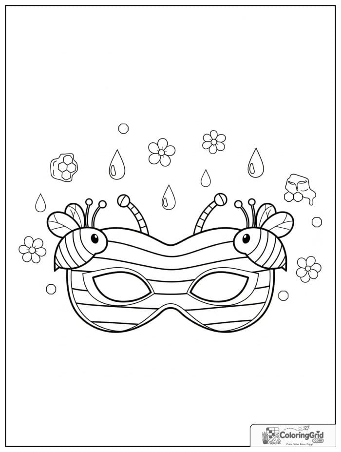 Cute bee-inspired superhero mask with honey drop details.