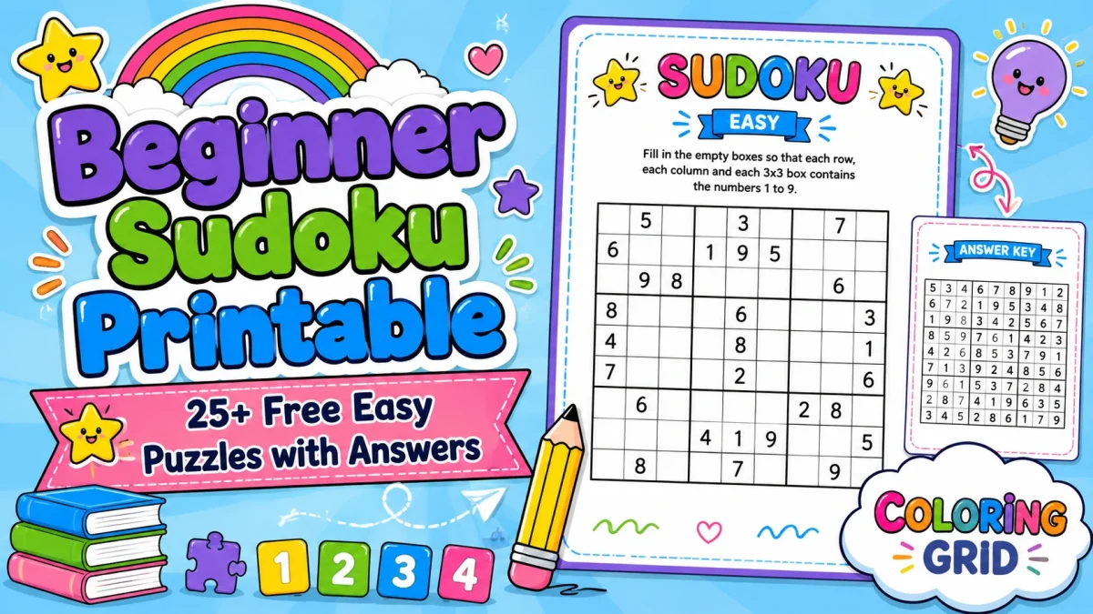Beginner Sudoku Printable featured illustration for Beginner Sudoku Printable: 25+ Easy Puzzles with Answers
