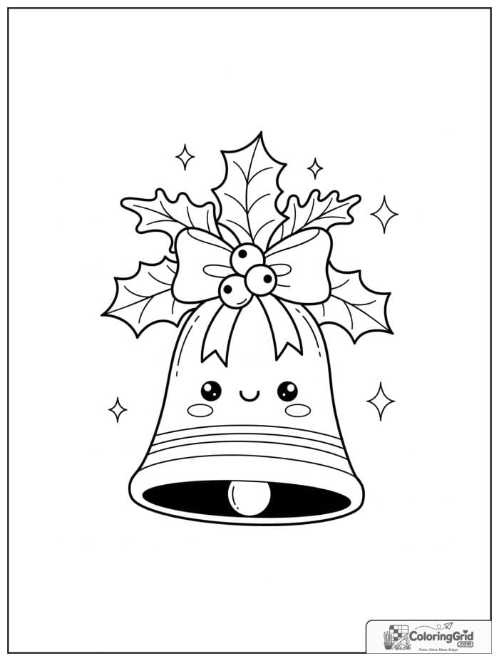Bell-shaped Christmas ornament with holly and berries.