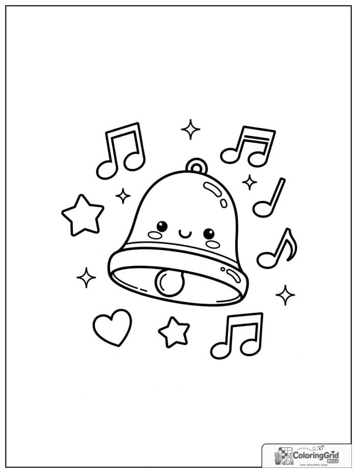 Cute bell with floating music notes.