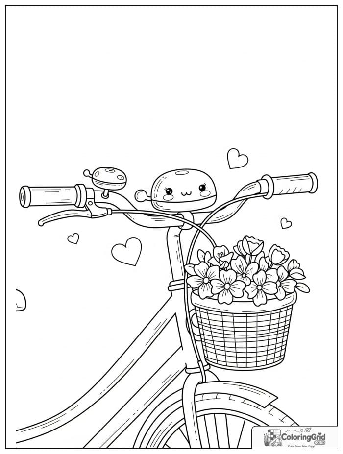Bicycle bell on handlebars with a flower basket.