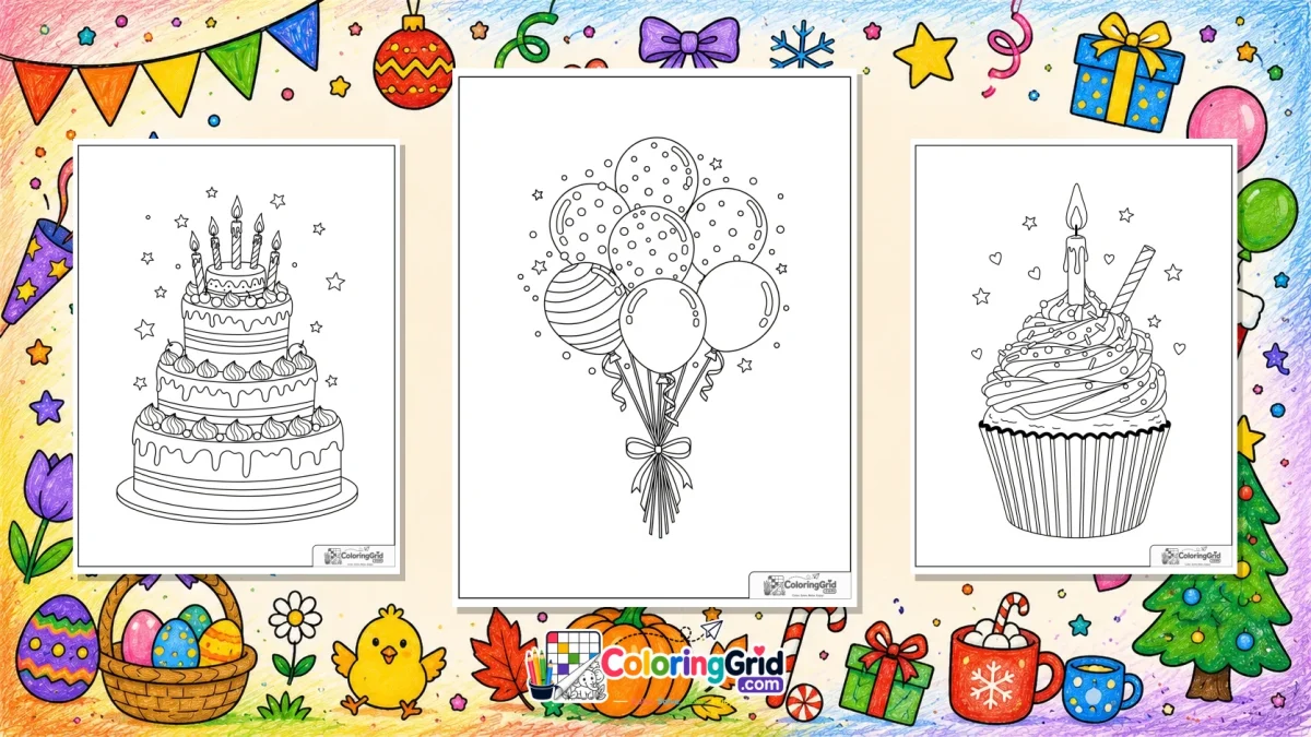 Birthday Coloring Pages featured illustration for Birthday Coloring Pages: Free Printable Designs to Color