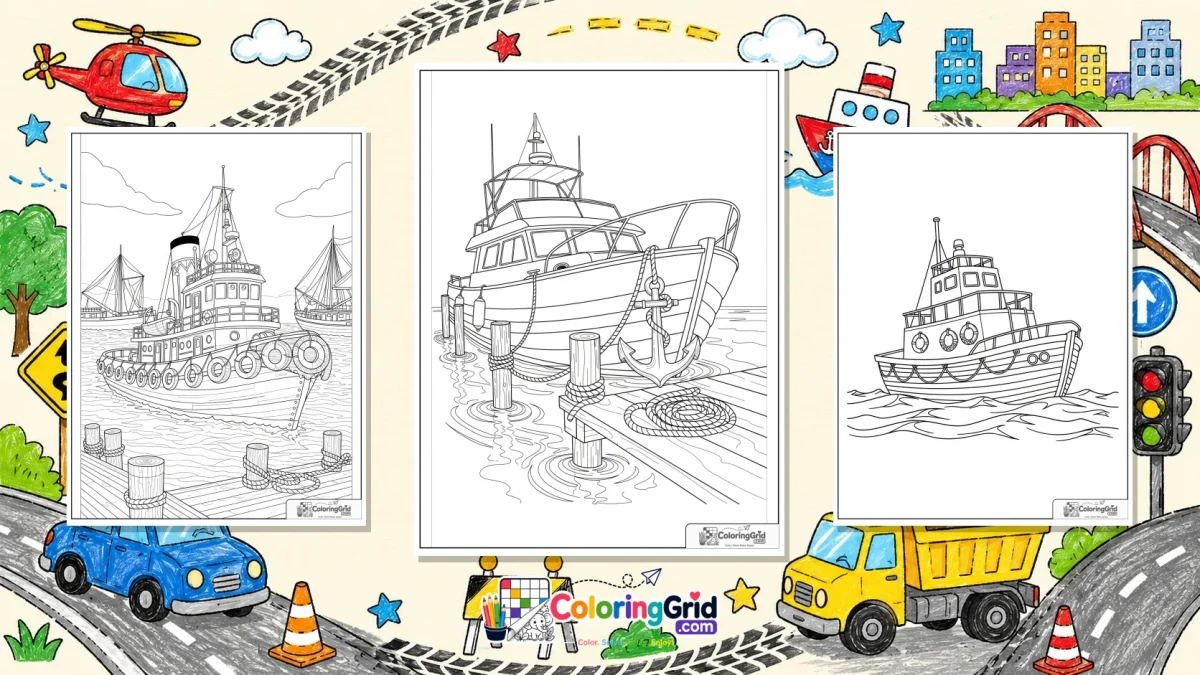 Boat Coloring Pages featured illustration for Boat Coloring Pages: Printable Pages for Kids