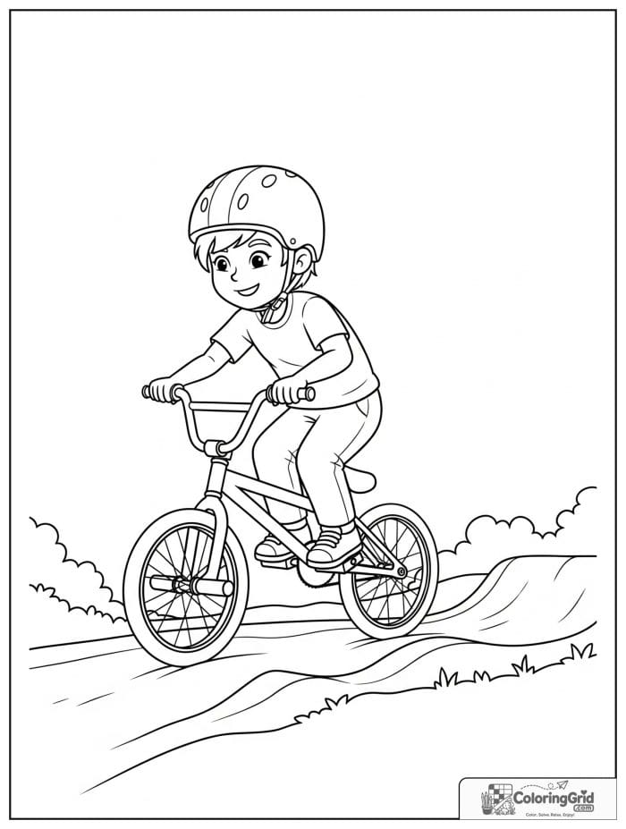 Boy riding a BMX bike on a dirt track.