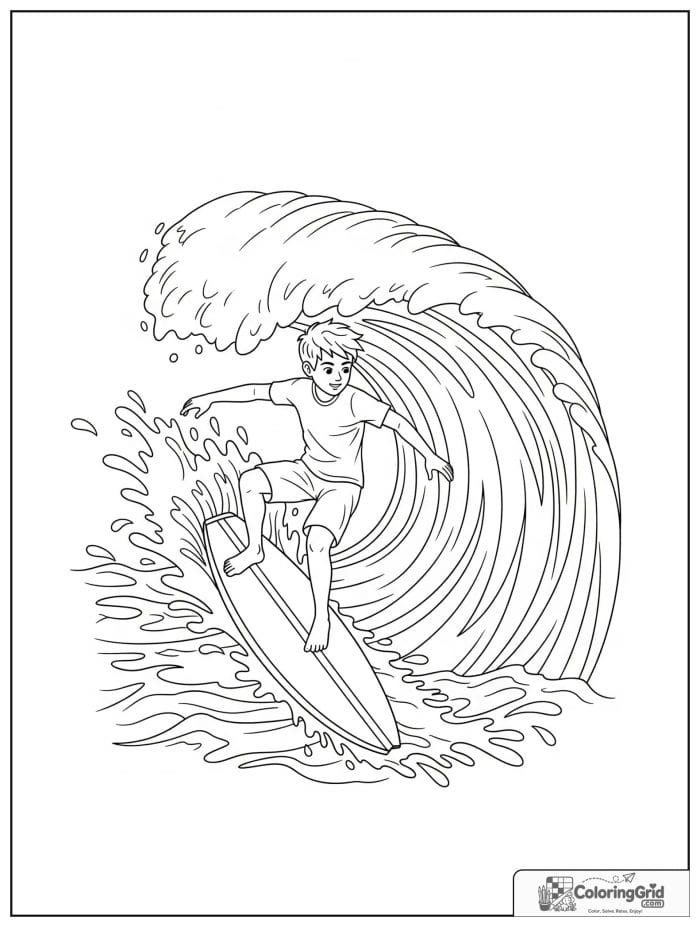 Boy surfing on a wave.