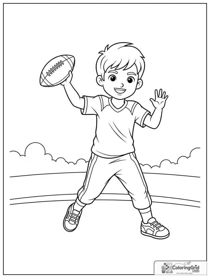 Boy throwing a football pass.