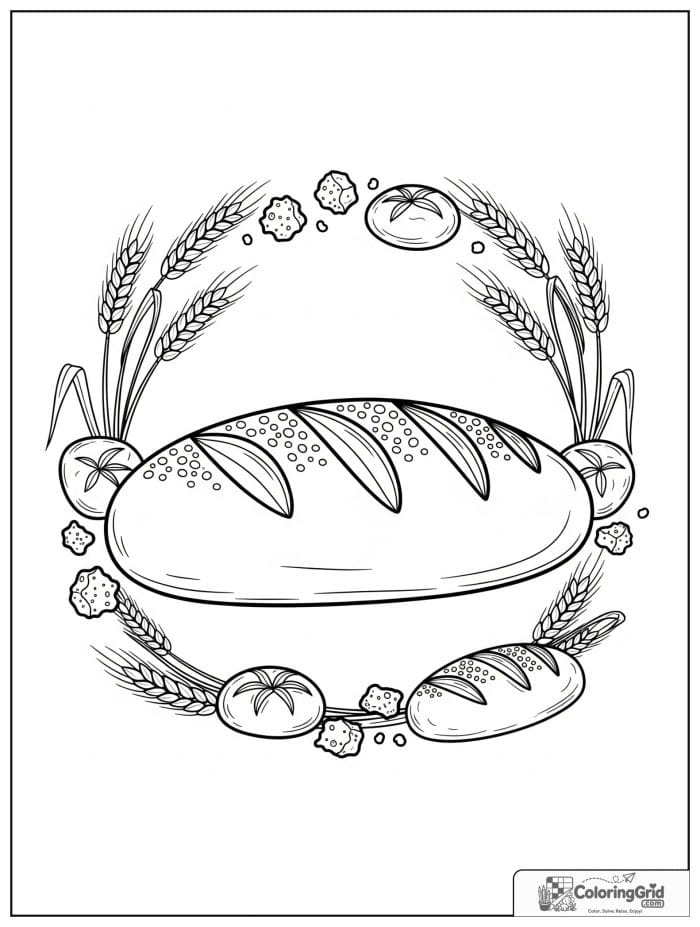 Bread and wheat border for Bread Coloring Pages