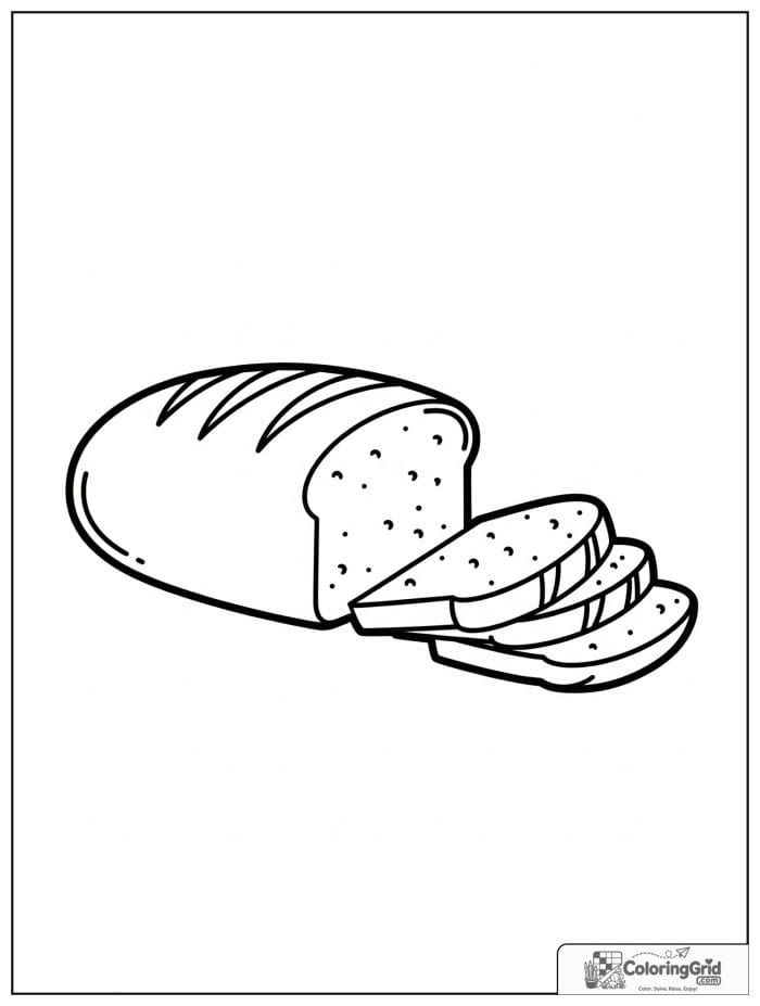 Bread loaf with slices for Bread Coloring Pages
