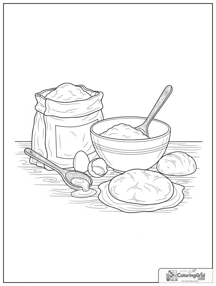 Bread making ingredients for Bread Coloring Pages