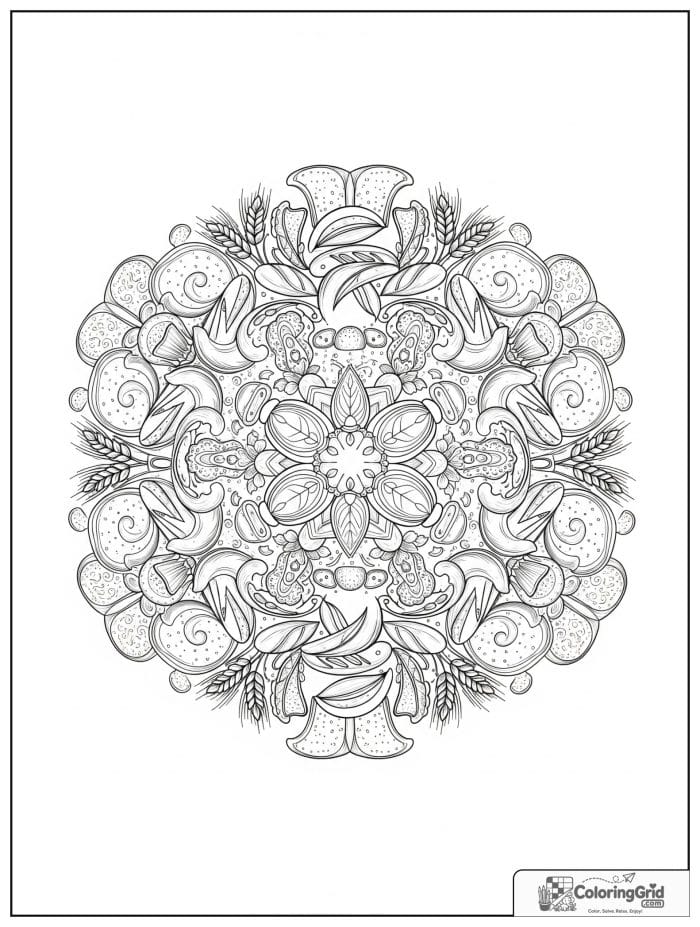 Bread mandala for Bread Coloring Pages