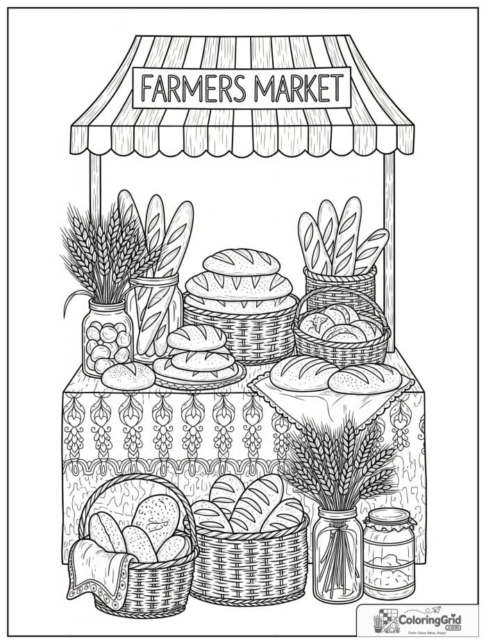 Bread market stall for Bread Coloring Pages