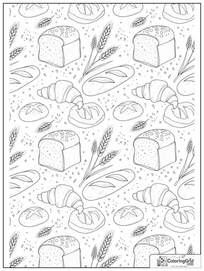 Repeating bread pattern for Bread Coloring Pages