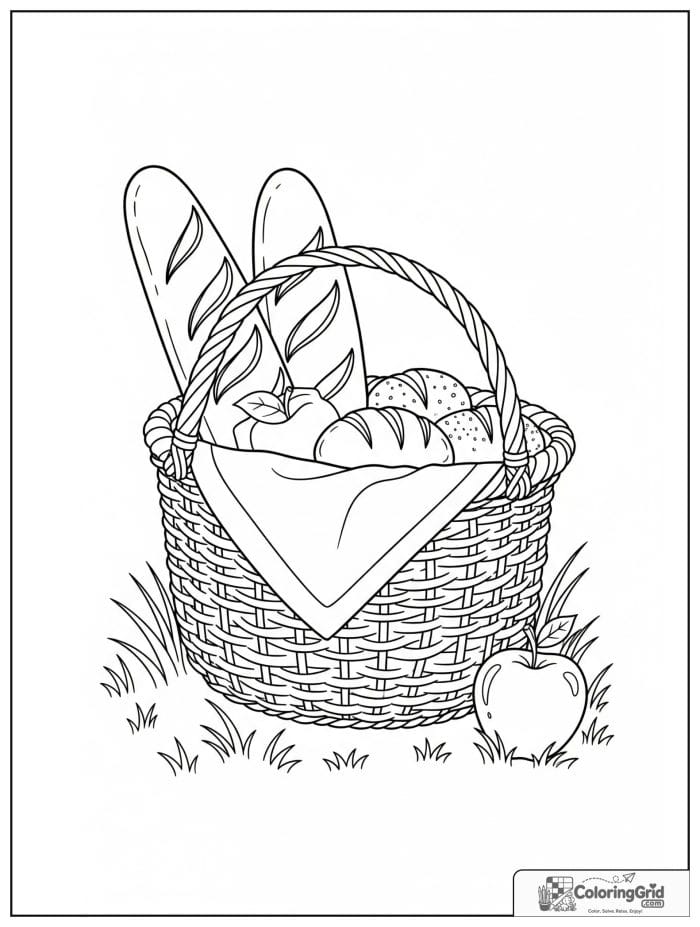 Bread picnic basket for Bread Coloring Pages