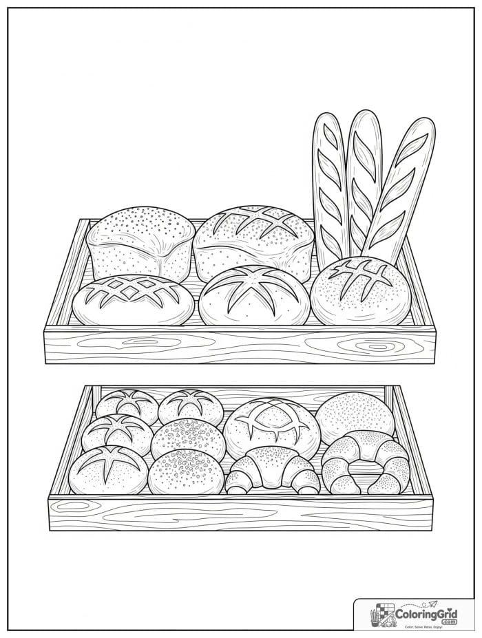 Bread shelf assortment for Bread Coloring Pages