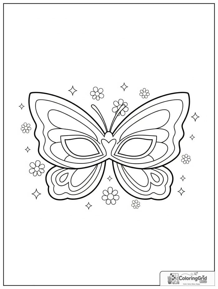 Cute butterfly-inspired superhero mask with flower details.