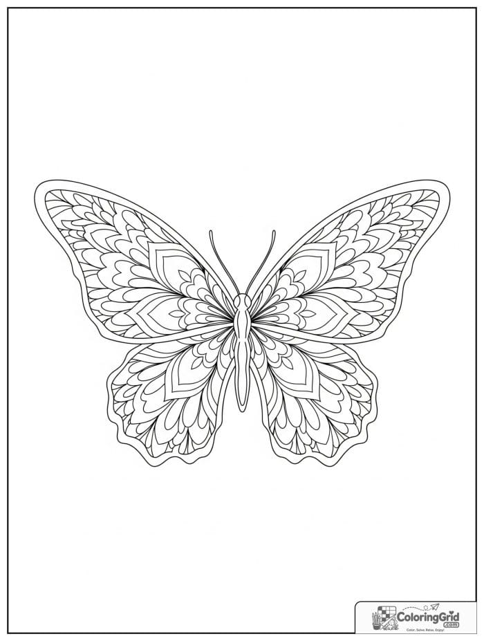 Butterfly Mandala Coloring Pages featuring petal wing patterns.