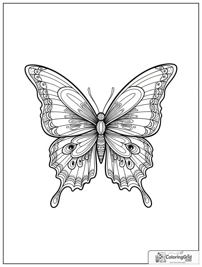 Relaxing butterfly wing mandala with mirrored segments.