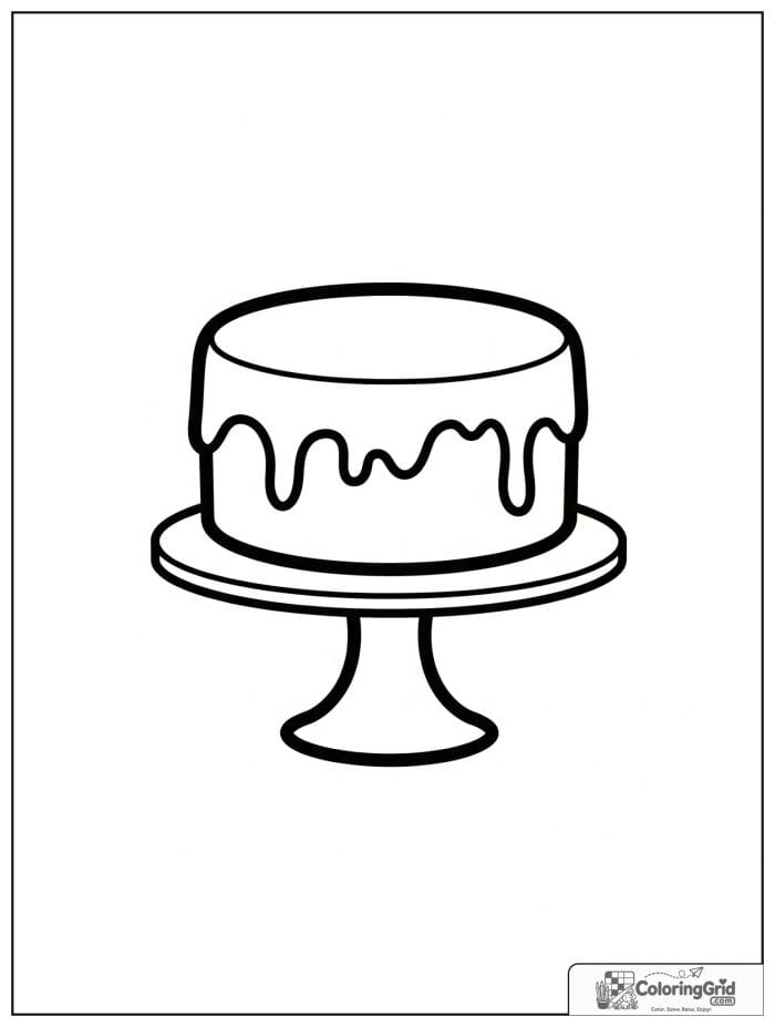 Small cake on stand for Cake Coloring Pages