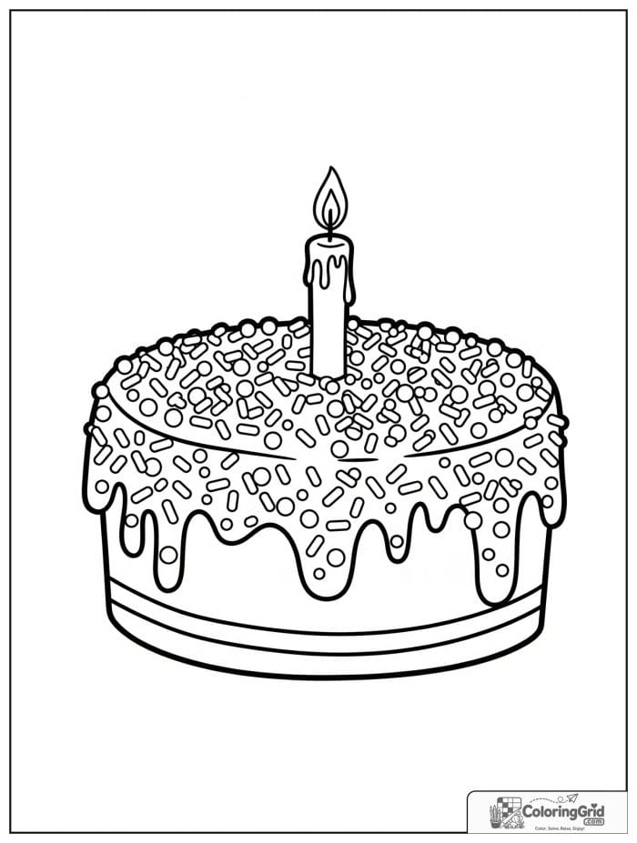 Cake with sprinkles for Cake Coloring Pages