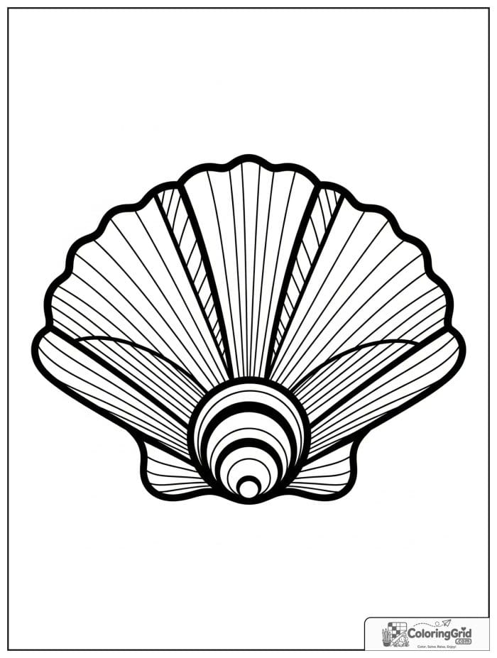 Easy mandala coloring page featuring seashell-inspired shapes.