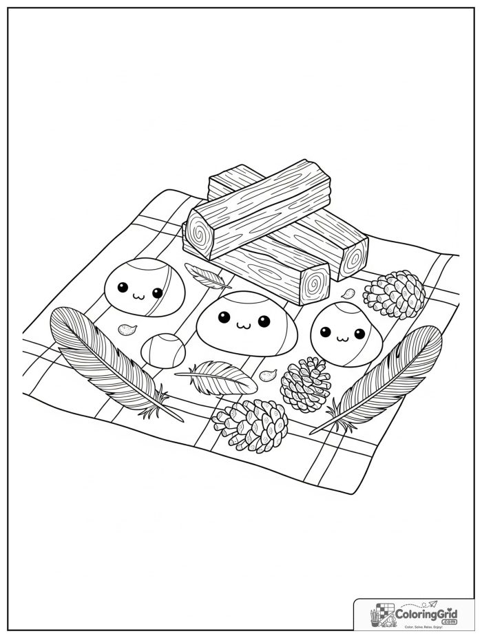 Summer Camp Coloring Pages featuring a camp rock collection display.