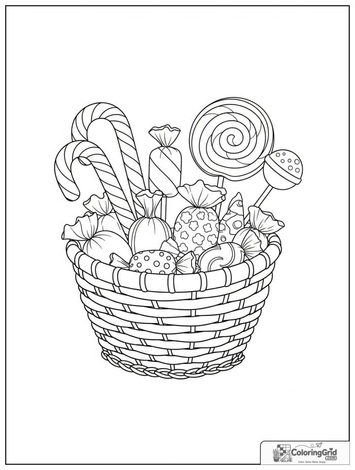 Candy basket for Candy Coloring Pages