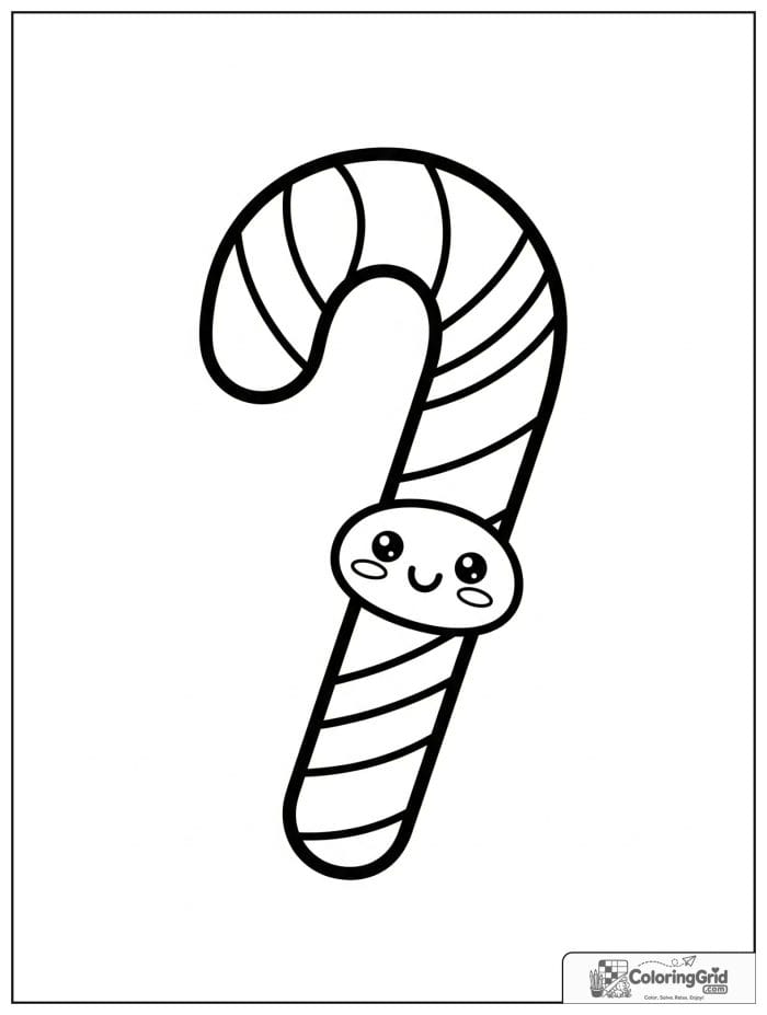 Simple candy cane for Candy Coloring Pages