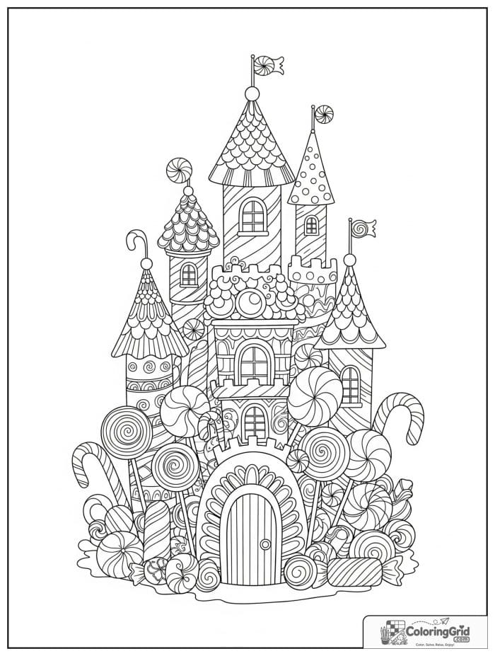 Candy castle for Candy Coloring Pages