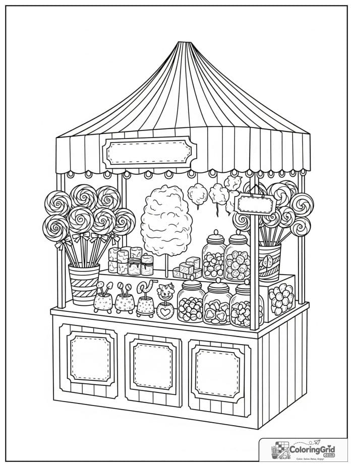 Candy fair stand for Candy Coloring Pages