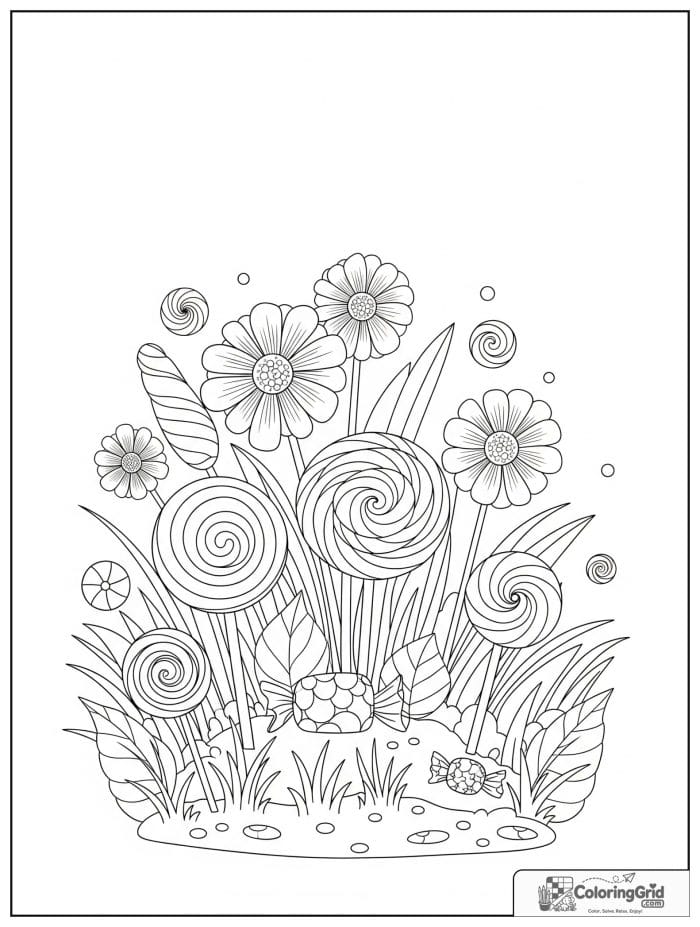 Candy garden for Candy Coloring Pages
