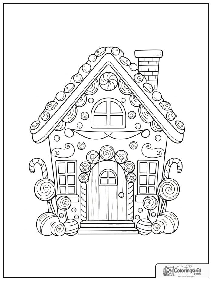 Candy decorated house for Candy Coloring Pages